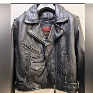 Amazing Mens EASY RIDERS Black Leather Classic Motorcycle Jacket XL
